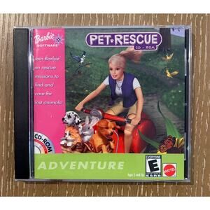 Barbie Pet Rescue Game for Girls CD-ROM (PC, 2000) Windows Vintage Vet Sim